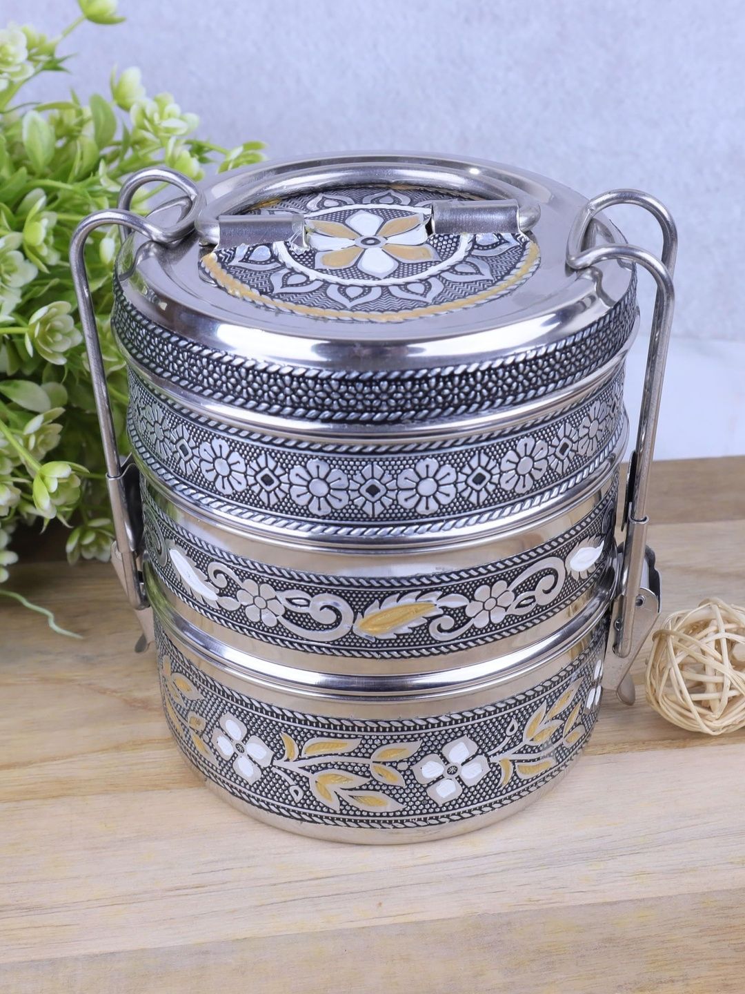 NAVRANG Silver-Toned 2026 Steel Easy to Clean Lunch Box-picture-45