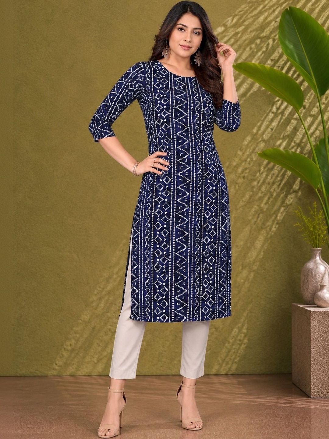JANKHANA Women Bandhani Printed Crepe Kurta-picture-22