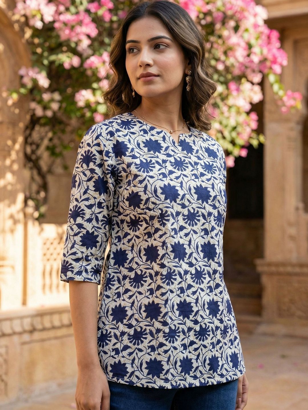JANKHANA Pack Of 2 Floral Printed Notch Neck Straight Kurtis-picture-31