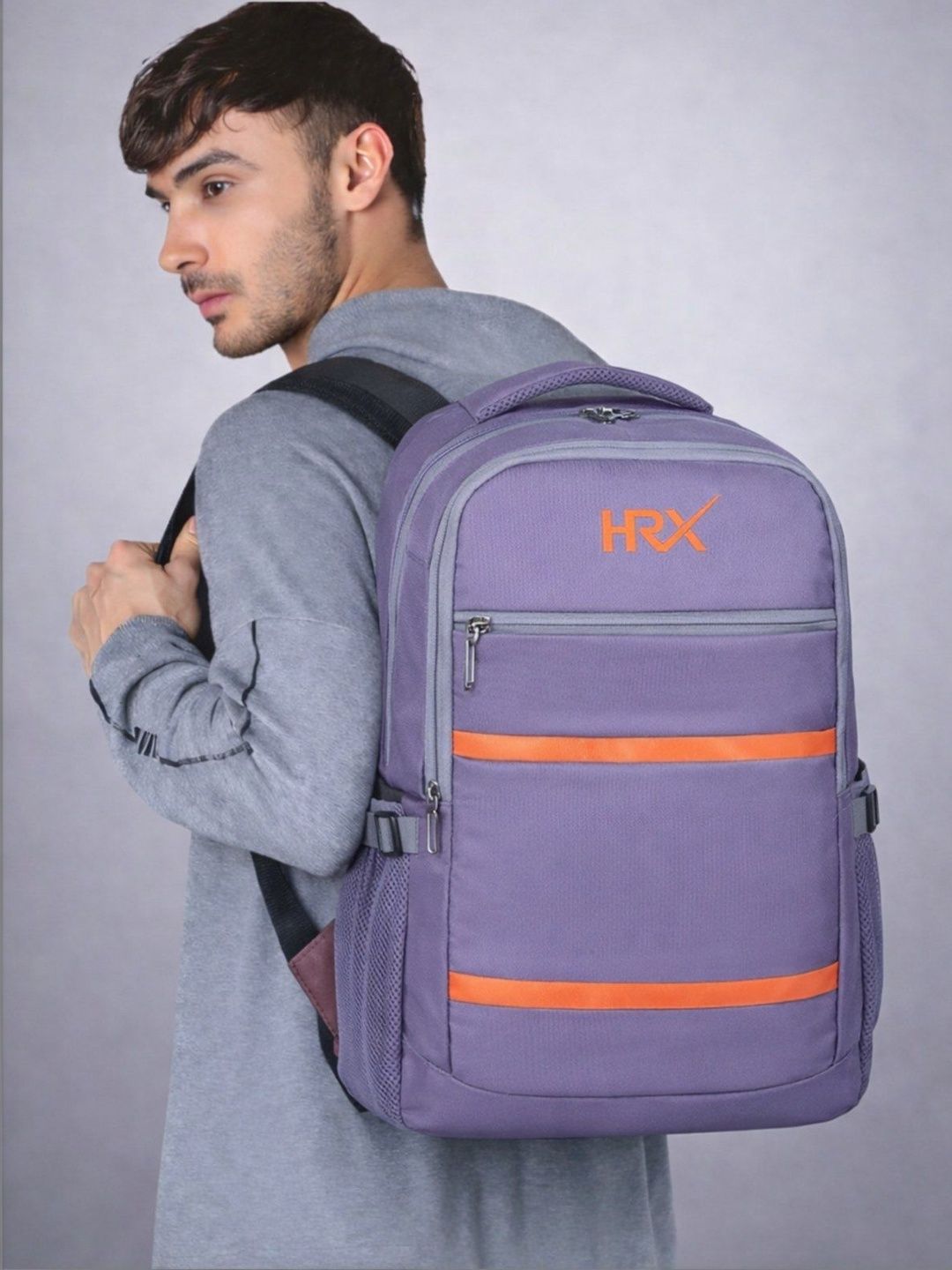 HRX by Hrithik Roshan Unisex Brand Logo Contrast Detail Backpack with Compression Straps-picture-35