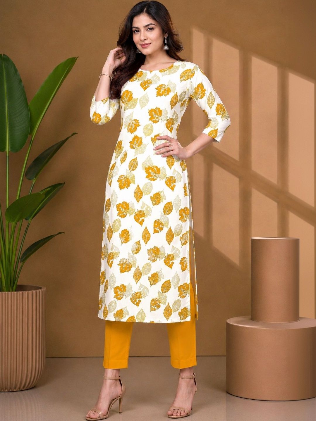 JANKHANA Women Floral Printed Indie Florals Crepe Kurta-picture-47