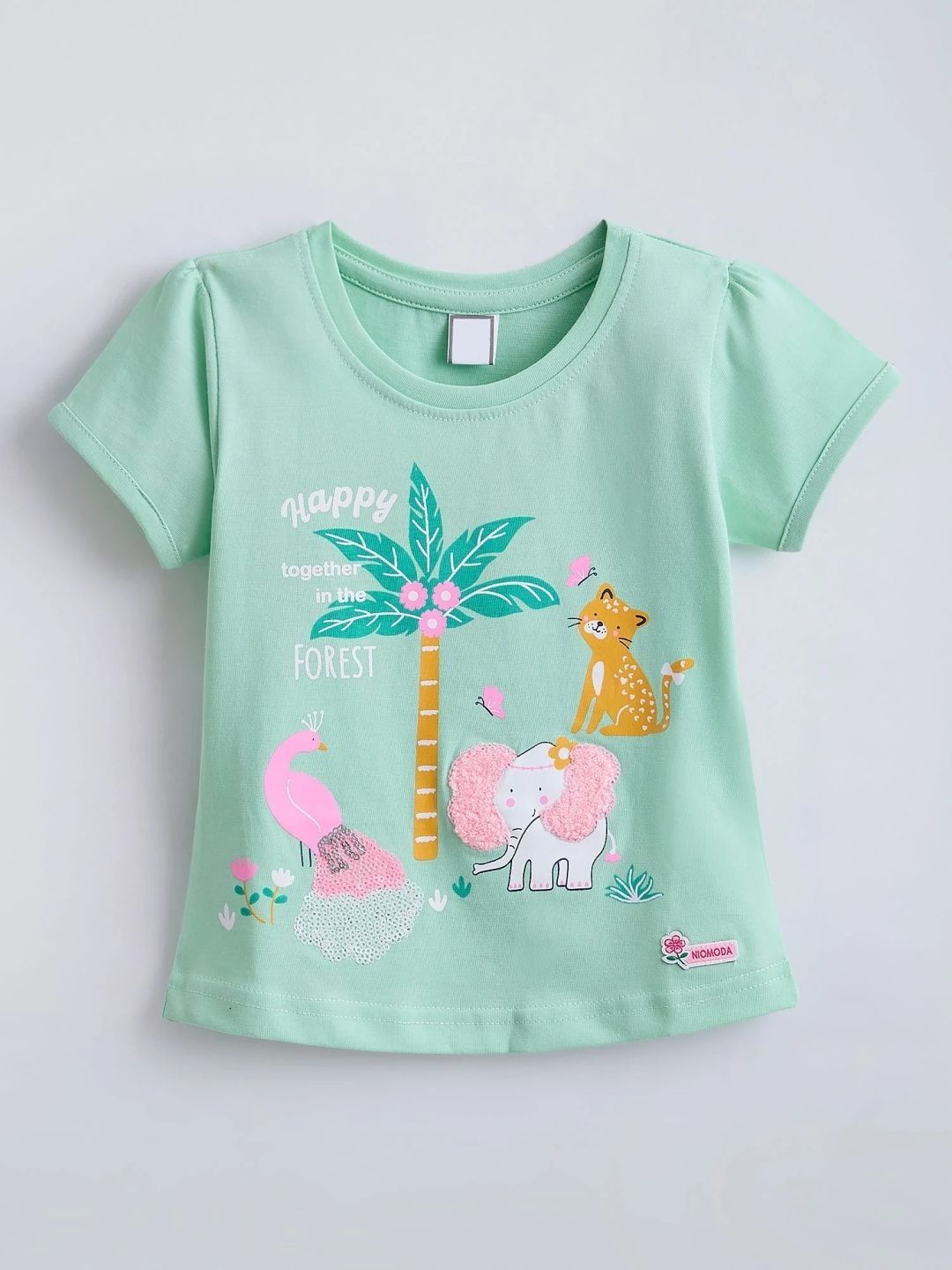 Hopscotch Girls Printed Puff Sleeves T-shirt-picture-33