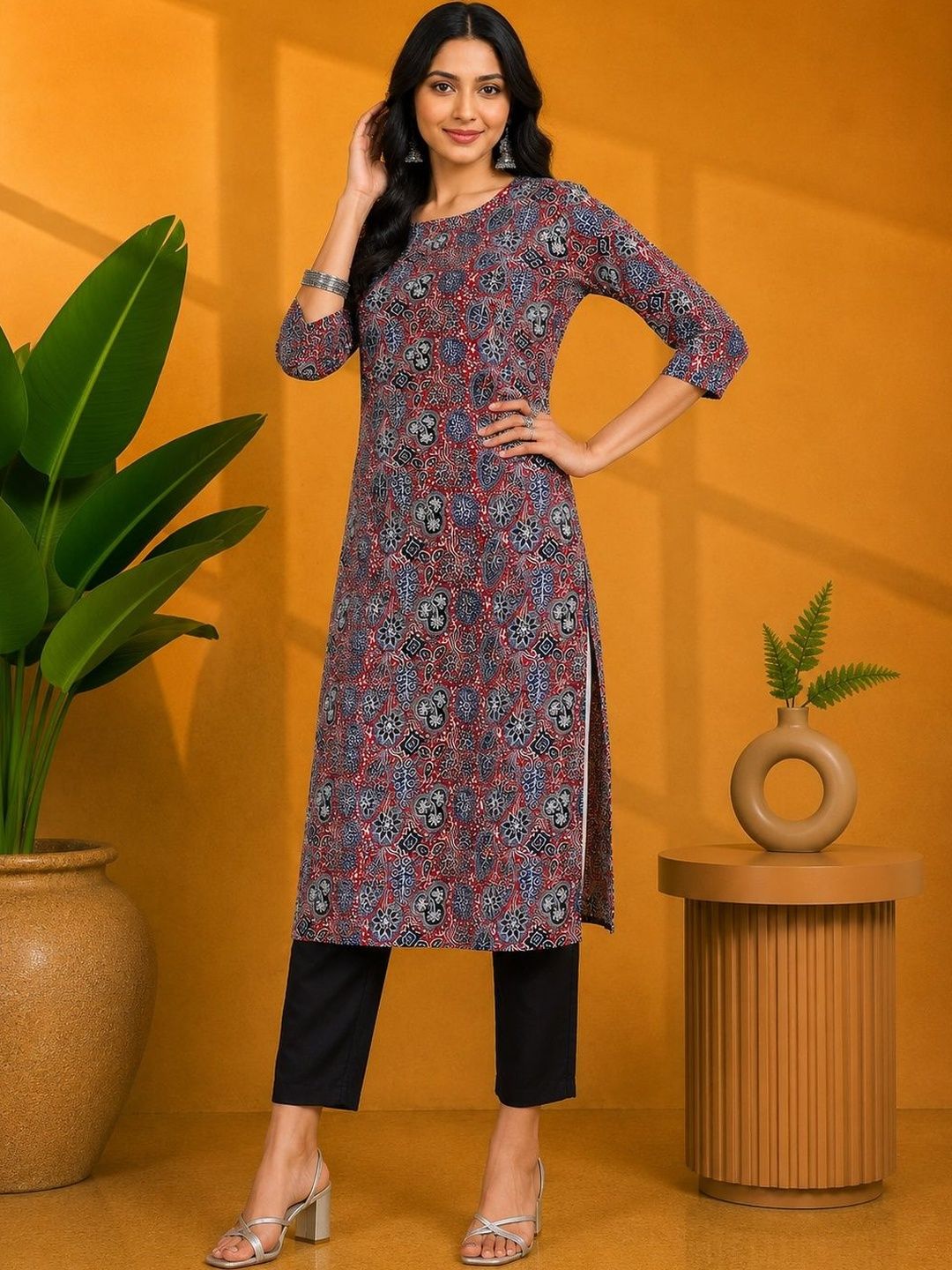 JANKHANA Women Ethnic Motifs Printed Indie Prints Crepe Kurta-picture-29