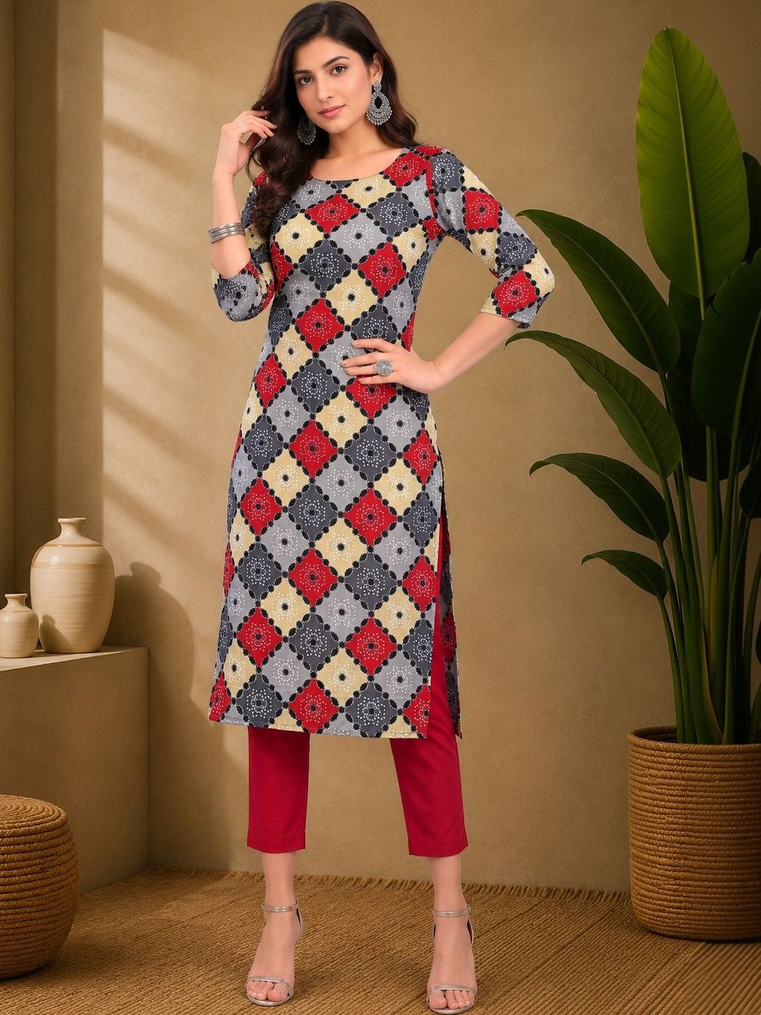 JANKHANA Women Geometric Printed Crepe Kurta-picture-8