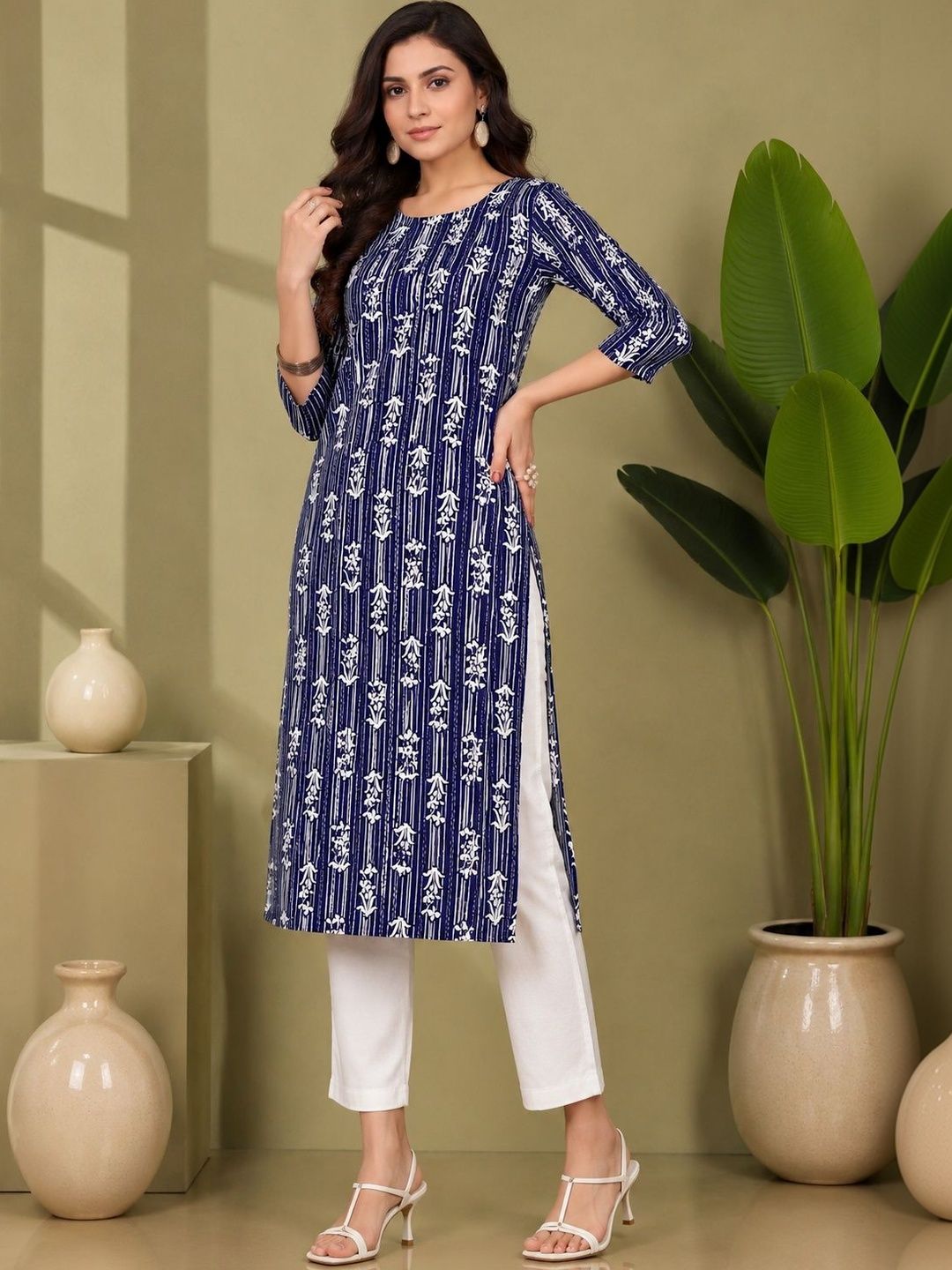 JANKHANA Women Ethnic Motifs Printed Indie Prints Crepe Kurta-picture-48