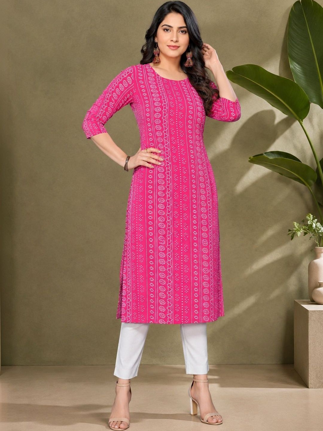 JANKHANA Ethnic Motifs Printed Indie Prints Crepe Kurta-picture-5