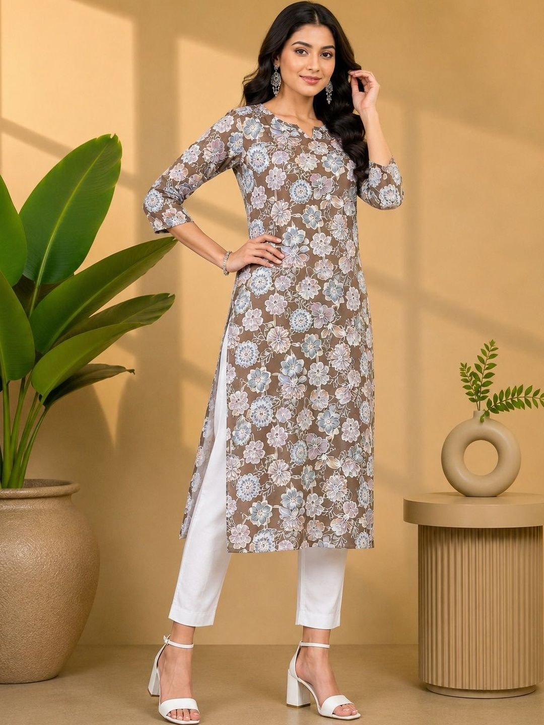 JANKHANA Women Floral Printed Indie Florals Crepe Kurta-picture-42