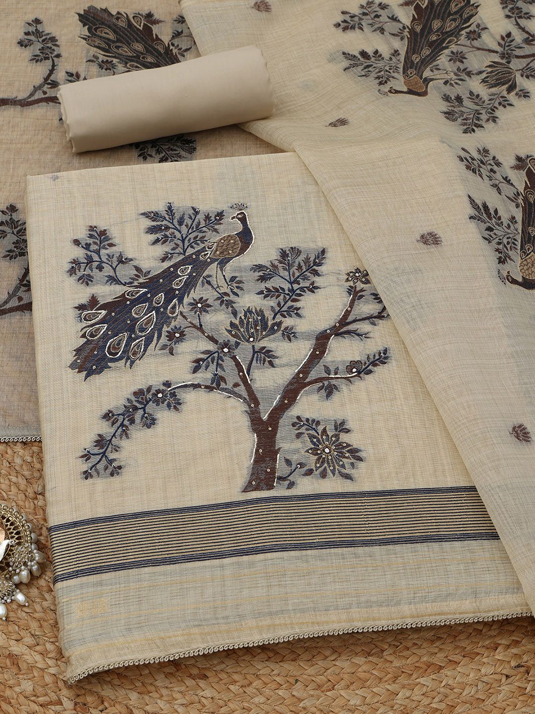 Soch Printed Pure Cotton Unstitched Dress Material-image-47