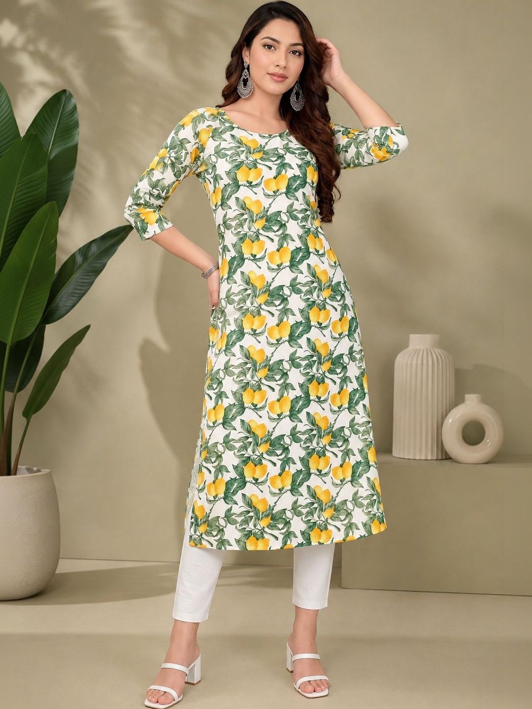 JANKHANA Women Floral Printed Indie Florals Crepe Kurta-picture-13