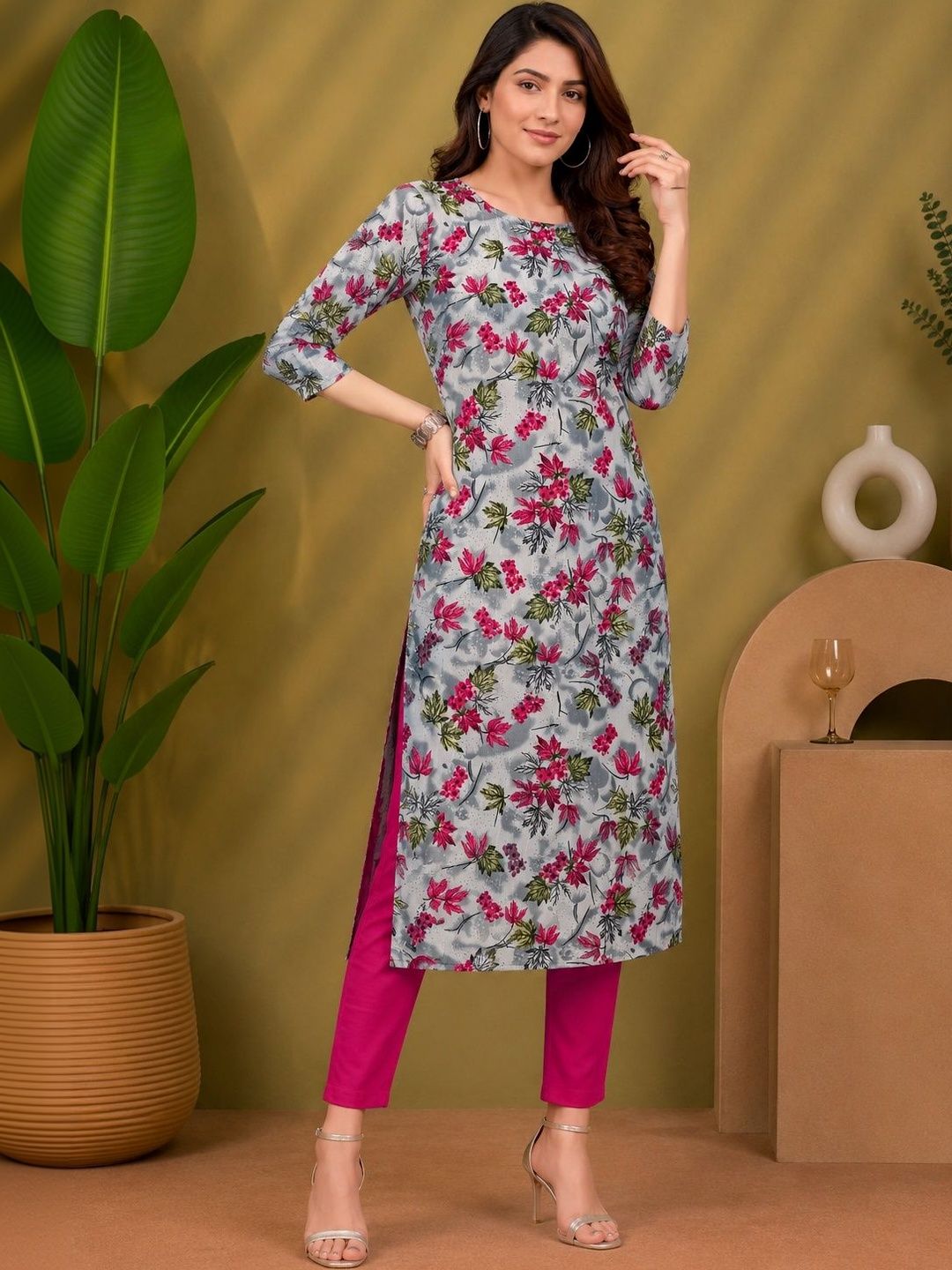 JANKHANA Women Floral Printed Floral Crepe Kurta-picture-45