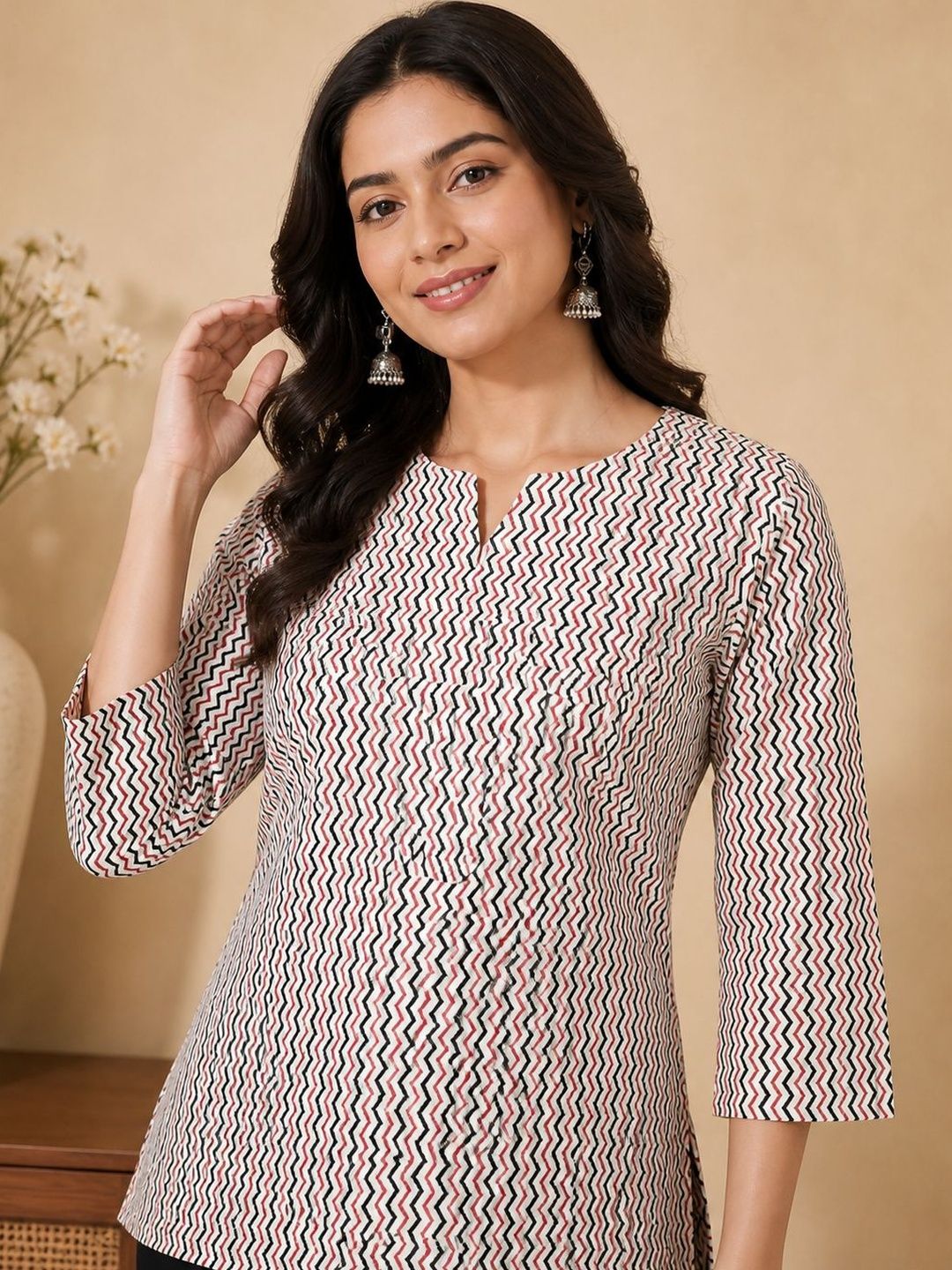 JANKHANA Selection Of 2 Geometric Printed V-Neck Kurtis-picture-26