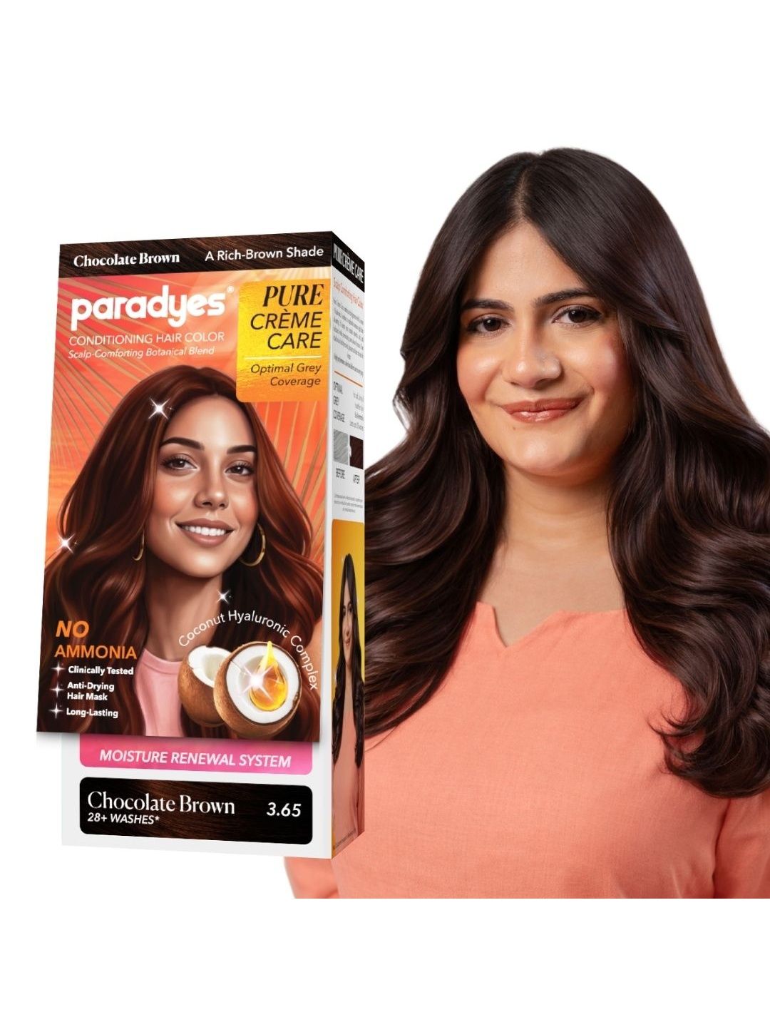 Paradyes Pure Creme Care No Ammonia Hair Color- 70 g - Chocolate Brown - 3.65-image-15