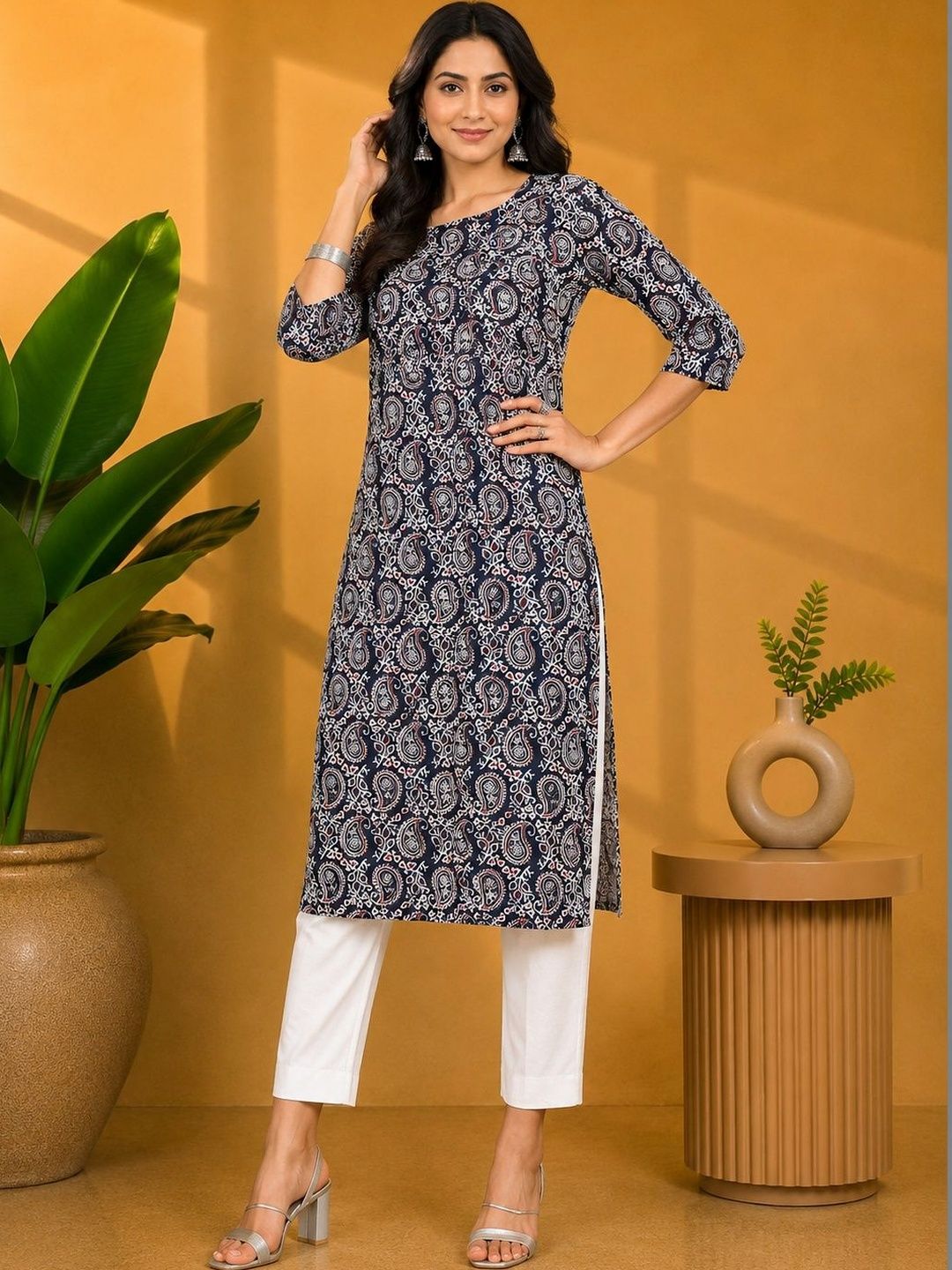 JANKHANA Women Paisley Printed Indie Prints Crepe Kurta-picture-14