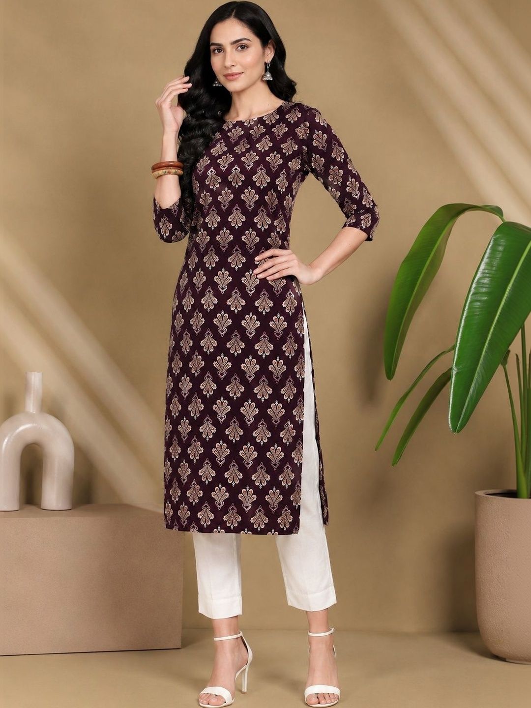 JANKHANA Women Ethnic Motifs Printed Indie Prints Crepe Kurta-picture-28