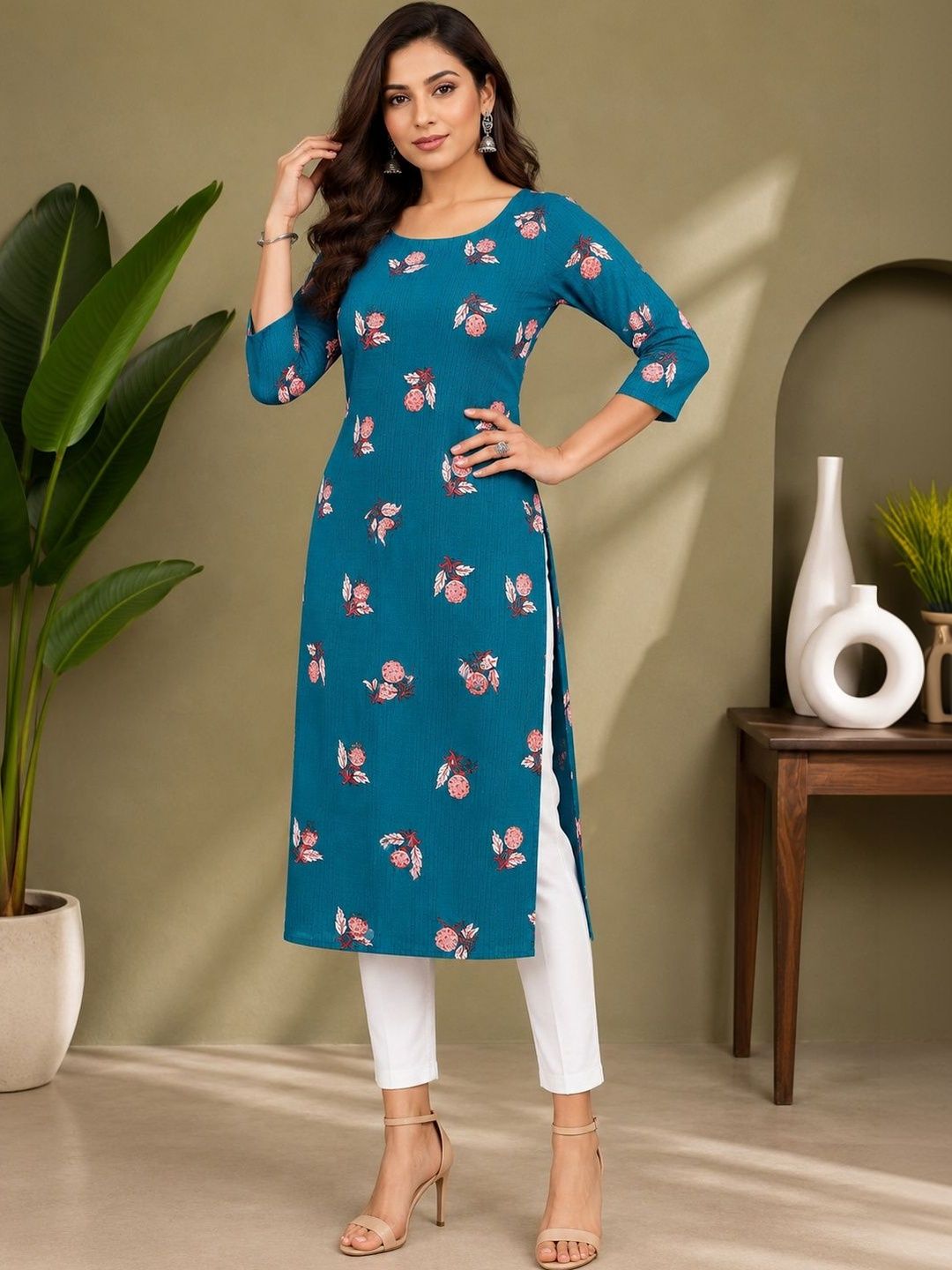 JANKHANA Women Floral Printed Indie Florals Crepe Kurta-picture-22