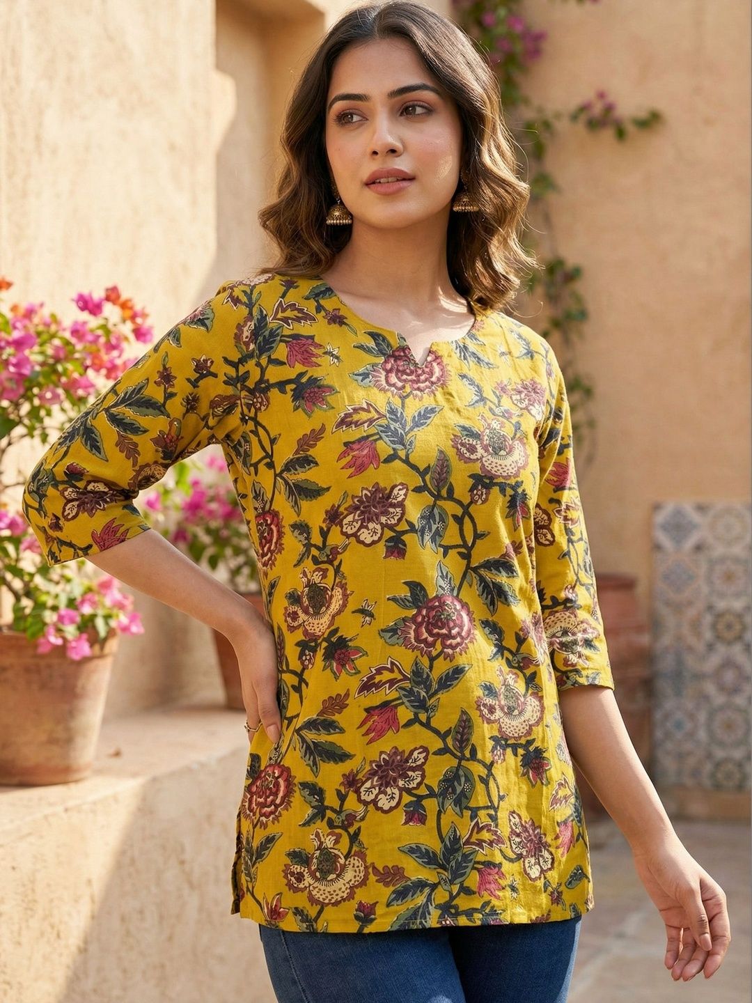 JANKHANA Pack Of 2 Ethnic Motifs Printed V-Neck Kurti-picture-27