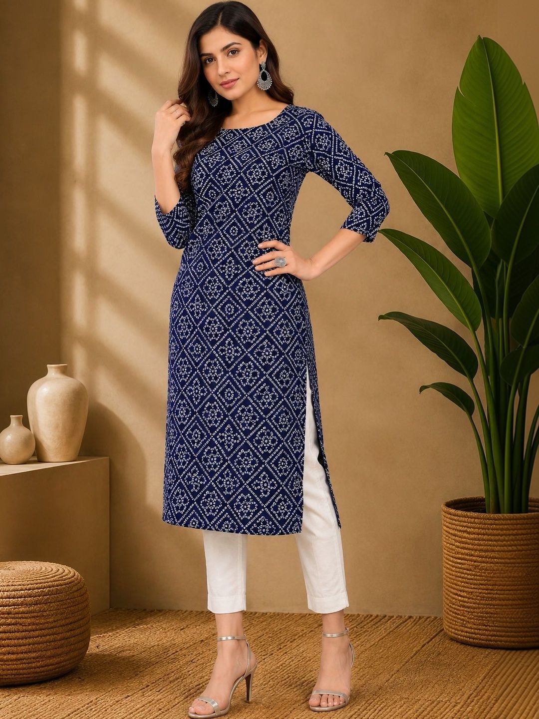 JANKHANA Women Bandhani Printed Indie Prints Crepe Kurta-picture-30