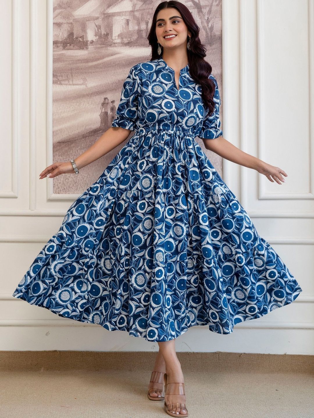 Kalphem Floral Print Fit & Flare Maxi Dress-picture-26