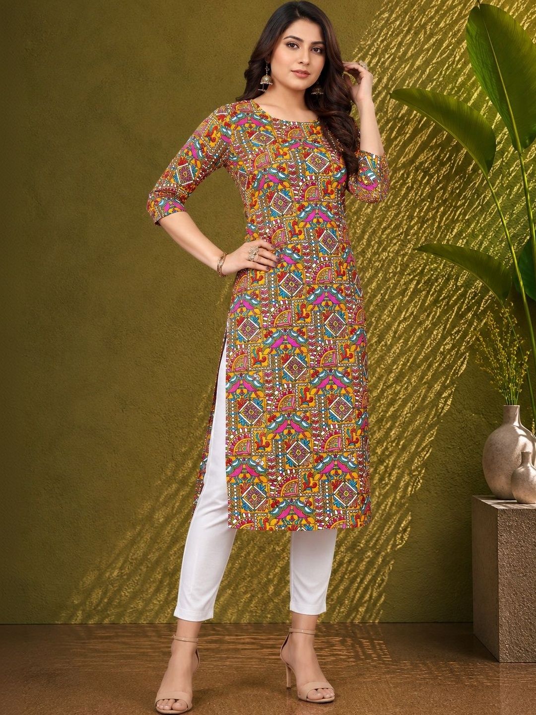 JANKHANA Women Ethnic Motifs Printed Indie Prints Crepe Kurta-picture-2