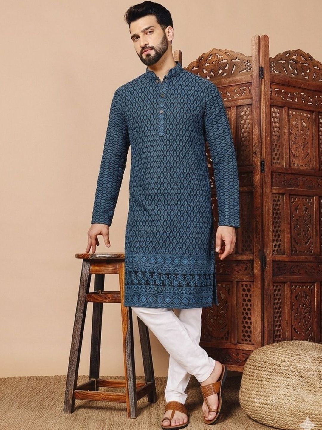 Anouk Men Ethnic Motifs Printed Indie Prints Kurta-picture-19