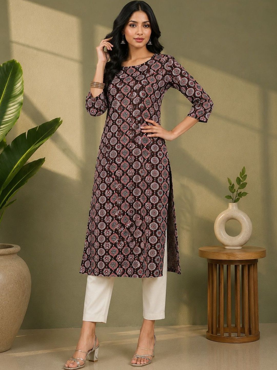 JANKHANA Women Ethnic Motifs Printed Indie Prints Crepe Kurta-picture-9