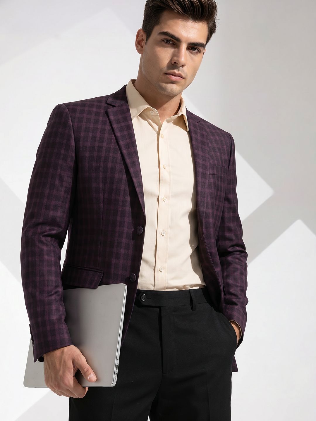 INVICTUS Checked Single-Breasted Formal Blazers-picture-37