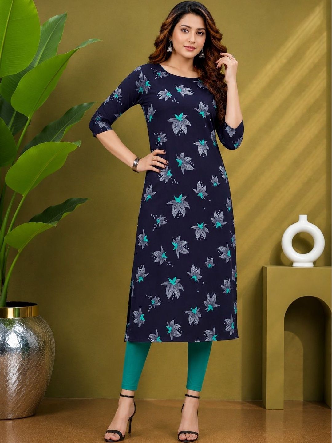 JANKHANA Women Floral Printed Crepe Kurta-picture-17