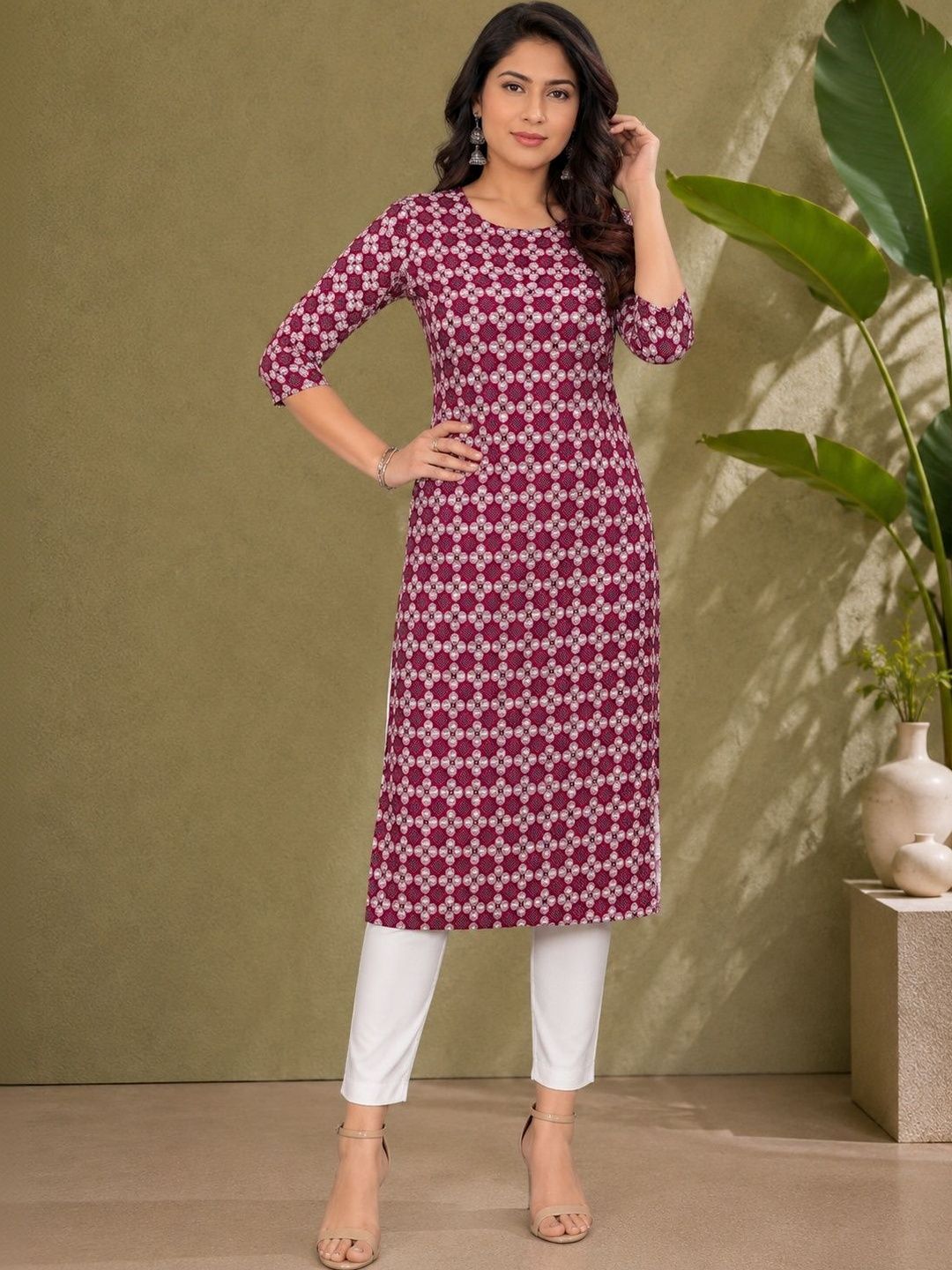 JANKHANA Women Geometric Printed Crepe Kurta-picture-12