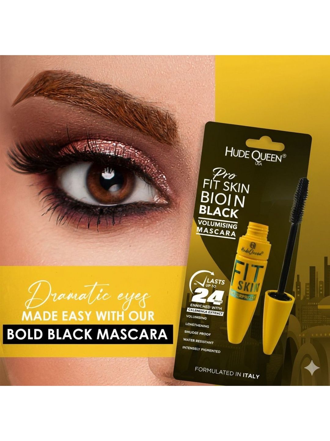 HUDAQUEEN Waterproof & Smudge Proof Volumising Mascara - 10 ml - Black-image-2