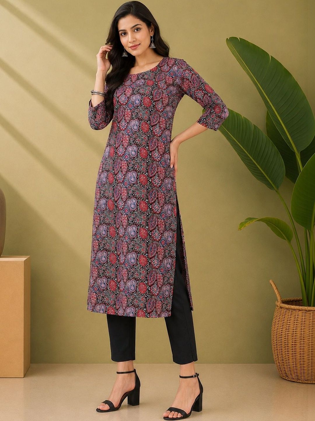 JANKHANA Women Paisley Printed Indie Prints Crepe Kurta-picture-10