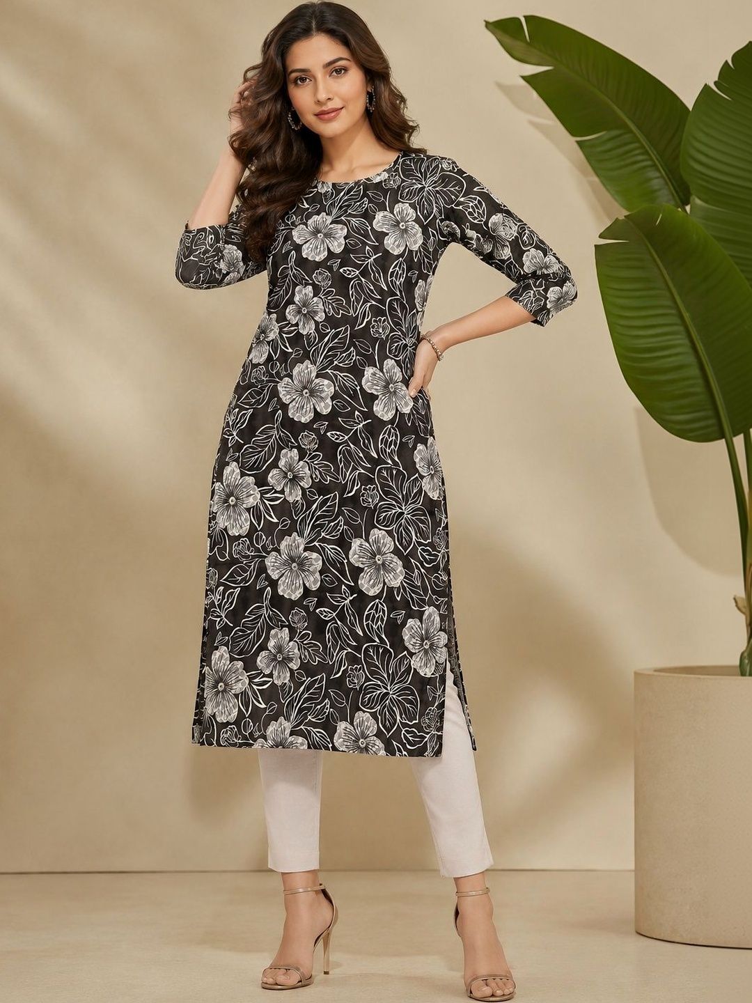 JANKHANA Women Floral Printed Crepe Kurta-picture-42