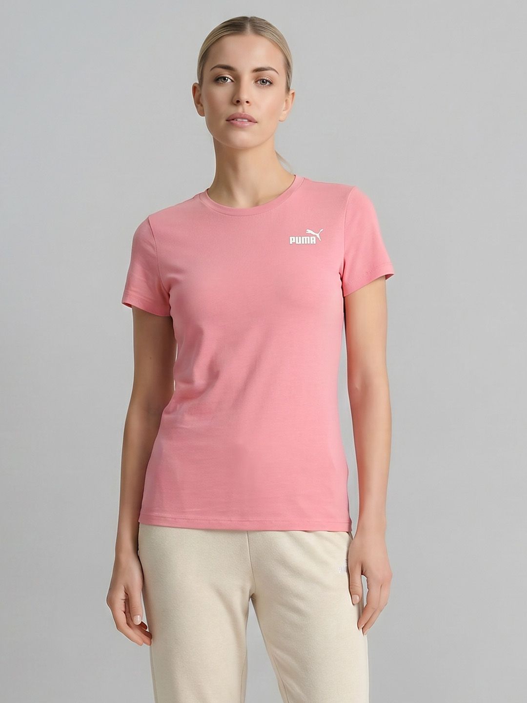 Puma Essentials No.1 Brand Logo Printed Pure Cotton T-Shirt-picture-41