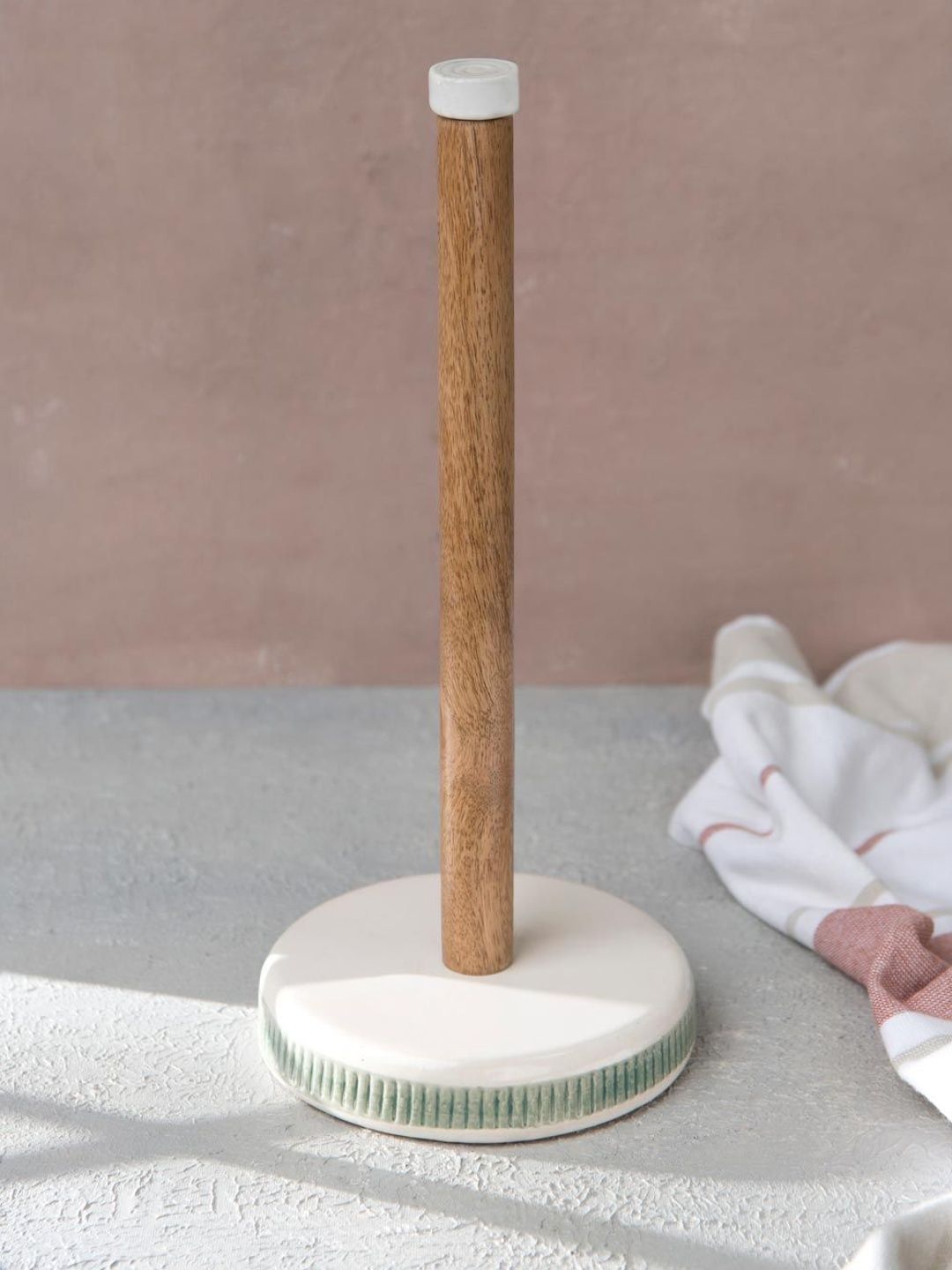 Fabindia Brown & Green Vyom Ceramic Kitchen Roll Holder-image-29