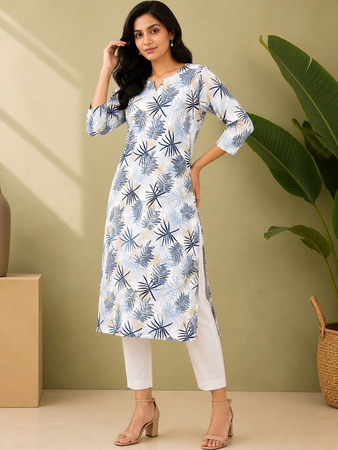 JANKHANA Women Floral Printed Indie Florals Crepe Kurta-picture-37