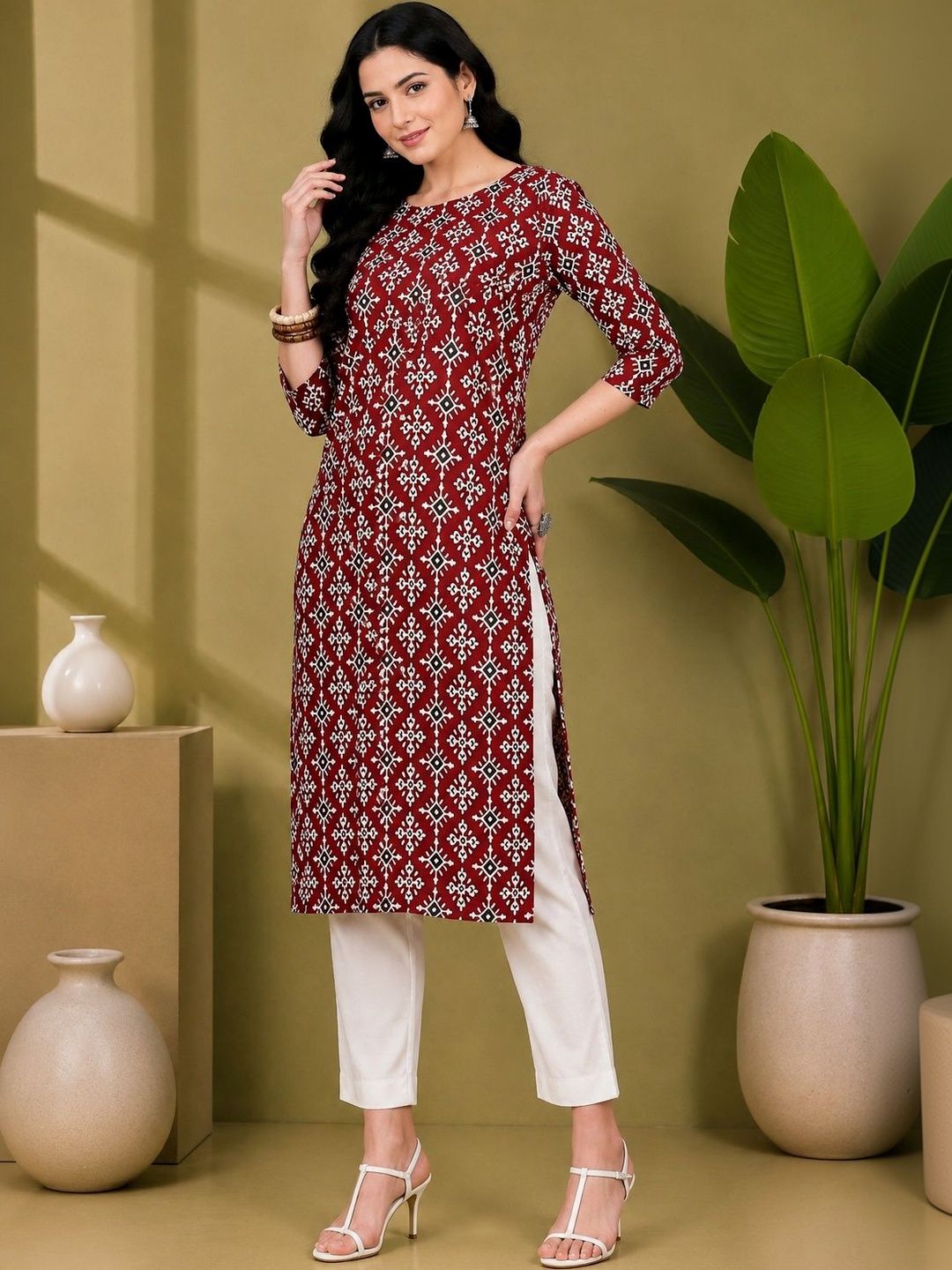 JANKHANA Women Ethnic Motifs Printed Indie Prints Crepe Kurta-picture-14