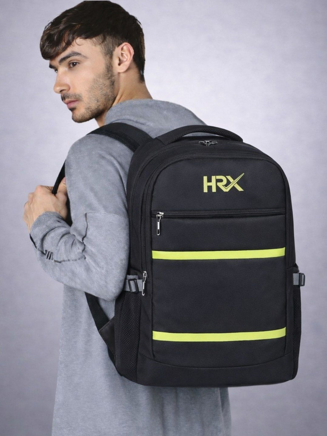HRX by Hrithik Roshan Unisex Brand Logo Backpack with Compression Straps-picture-20