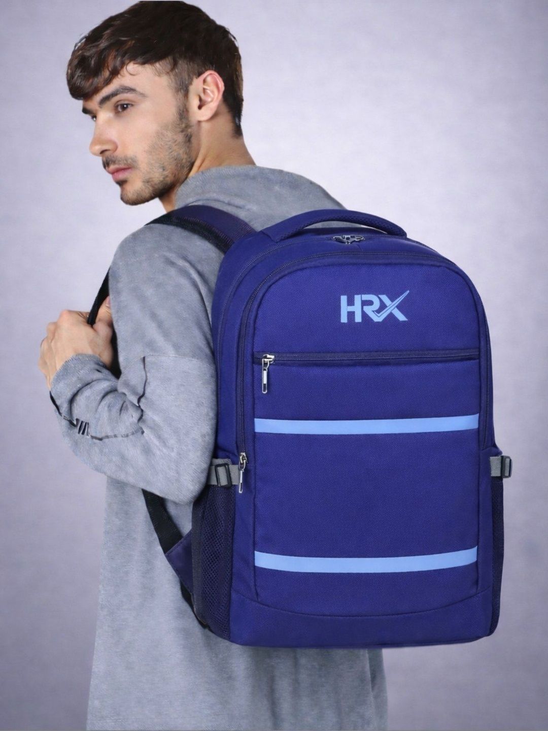 HRX by Hrithik Roshan Unisex Brand Logo Contrast Detail Backpack with Compression Straps-picture-57