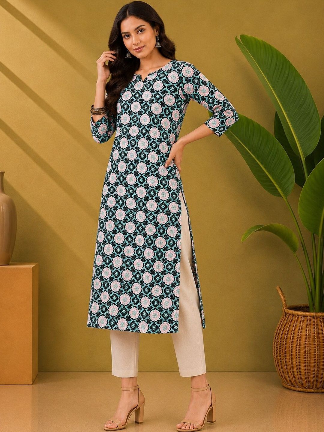JANKHANA Women Ethnic Motifs Printed Indie Prints Crepe Kurta-picture-38