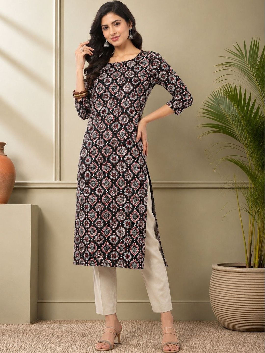 JANKHANA Women Ethnic Motifs Printed Indie Prints Crepe Kurta-picture-4