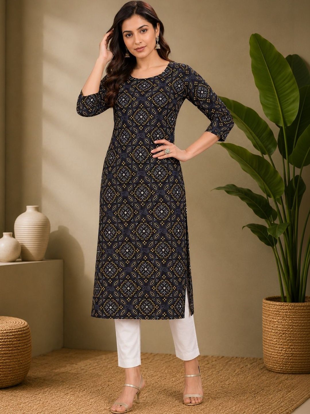 JANKHANA Women Ethnic Motifs Printed Indie Prints Crepe Kurta-picture-34
