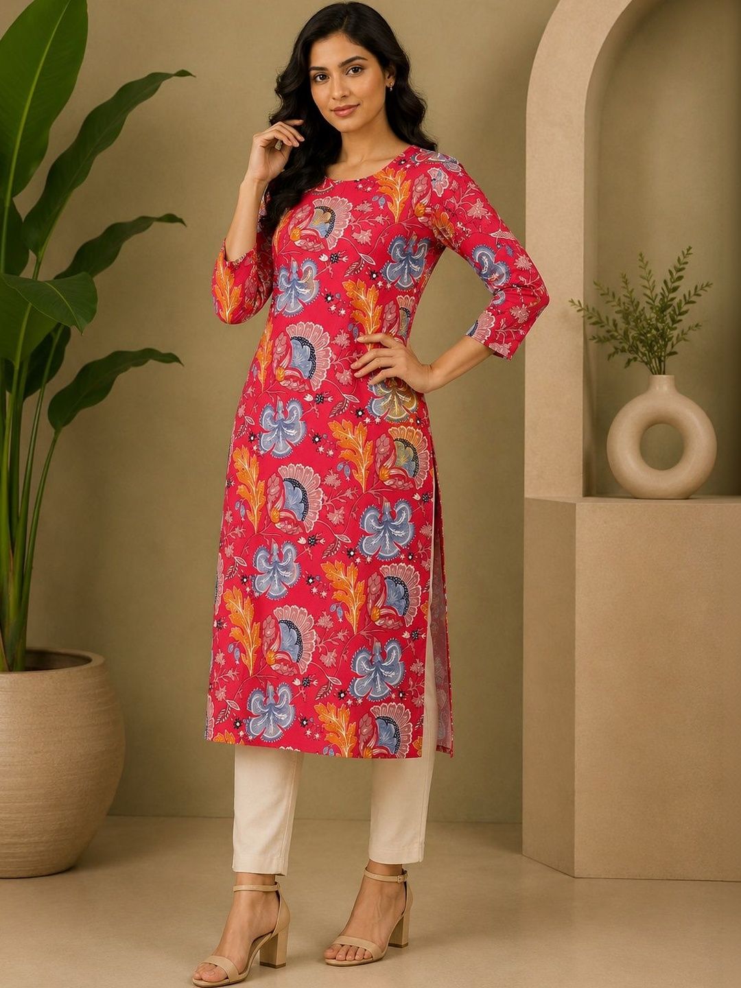 JANKHANA Women Floral Printed Indie Prints Crepe Kurta-picture-25