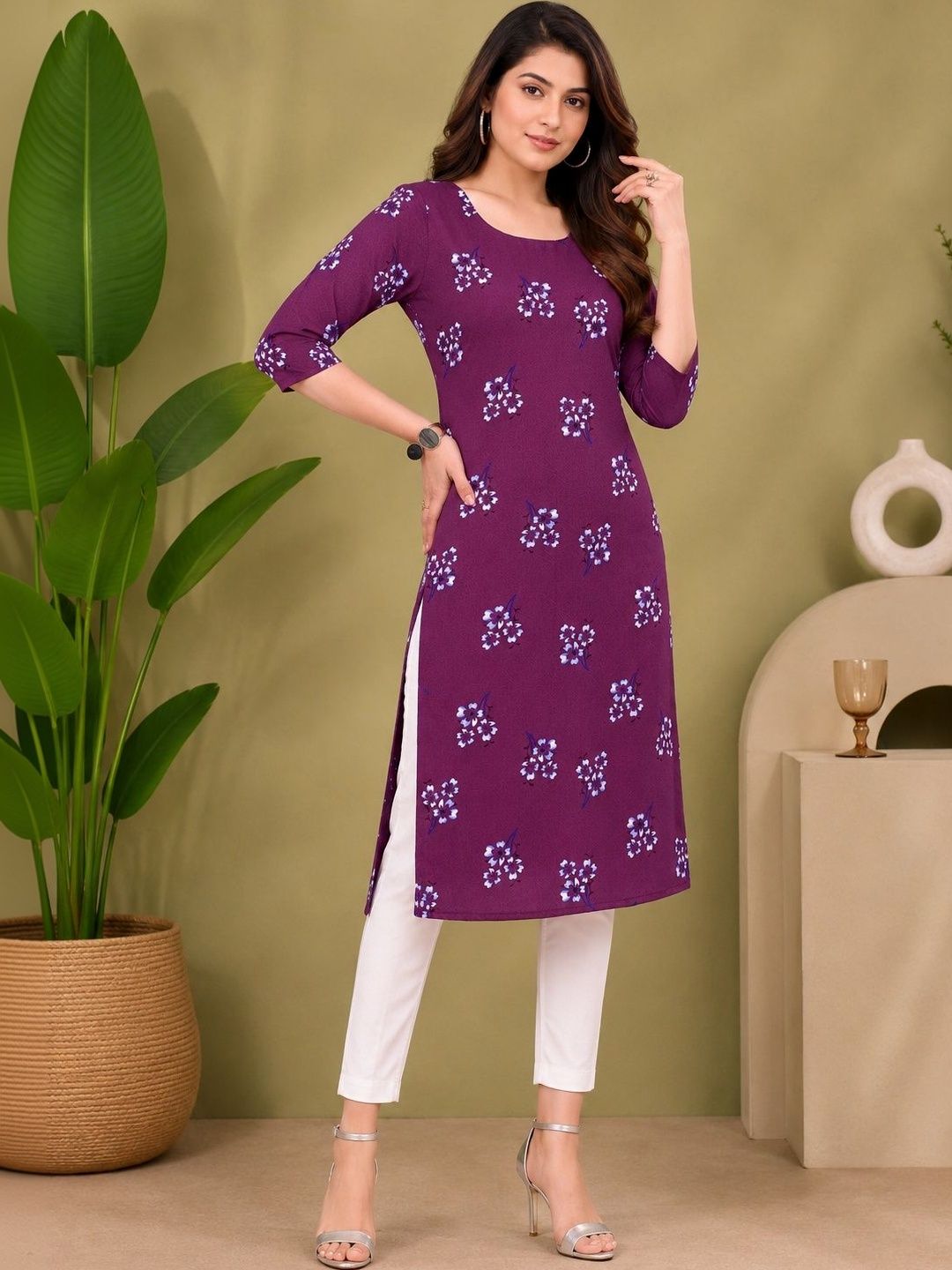 JANKHANA Women Floral Printed Crepe Kurta-picture-8
