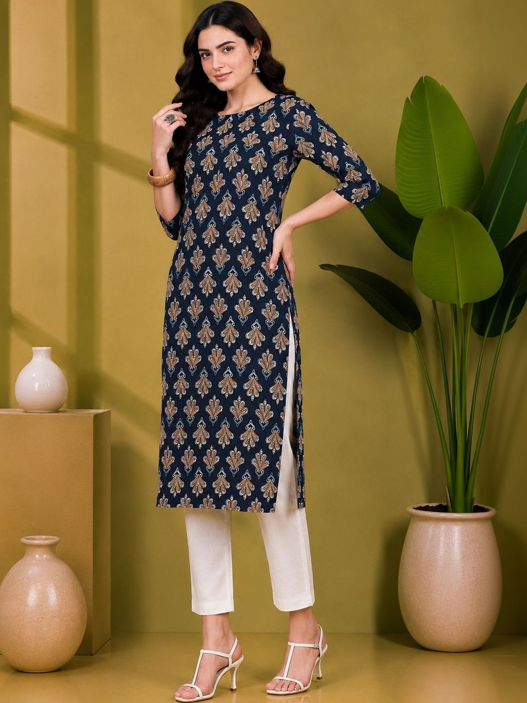 JANKHANA Women Ethnic Motifs Printed Indie Prints Crepe Kurta-picture-47