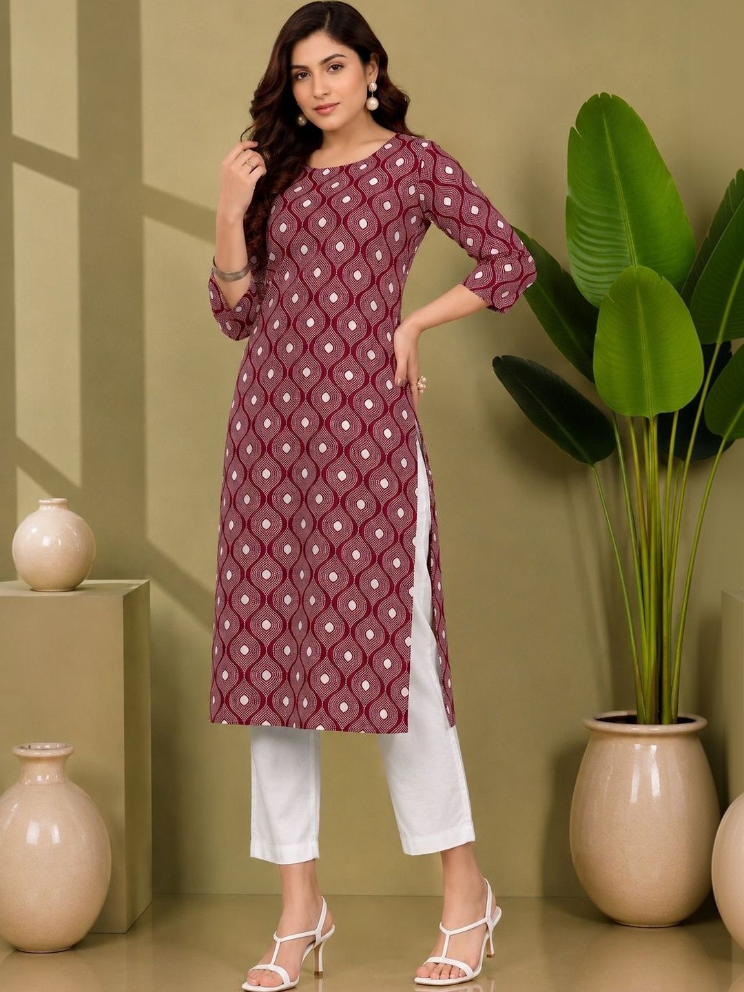 JANKHANA Women Geometric Printed Crepe Kurta-picture-44