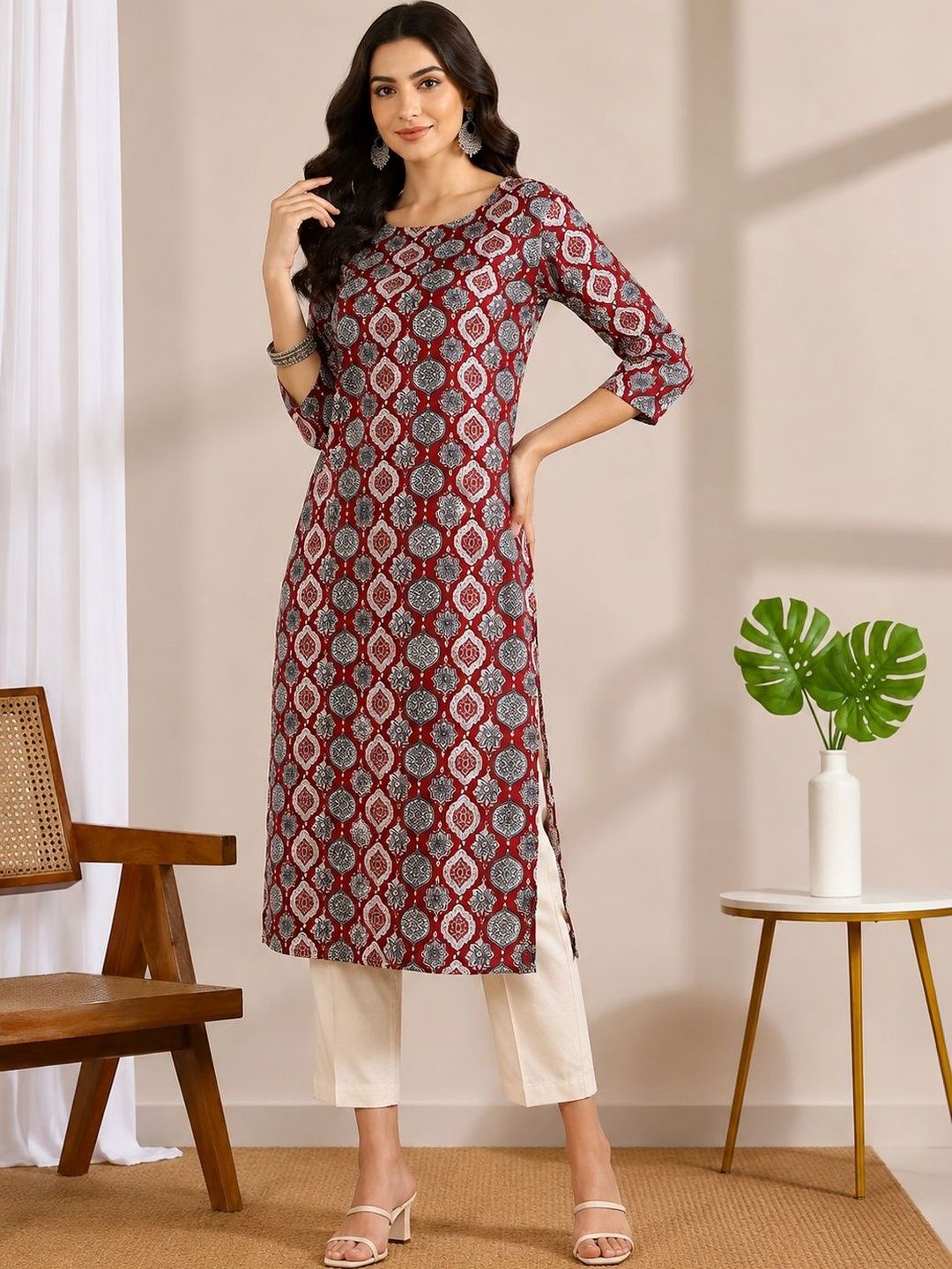 JANKHANA Women Ethnic Motifs Printed Indie Prints Crepe Kurta-picture-48