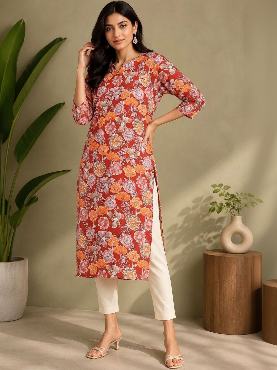 JANKHANA Women Floral Printed Indie Florals Crepe Kurta-picture-39