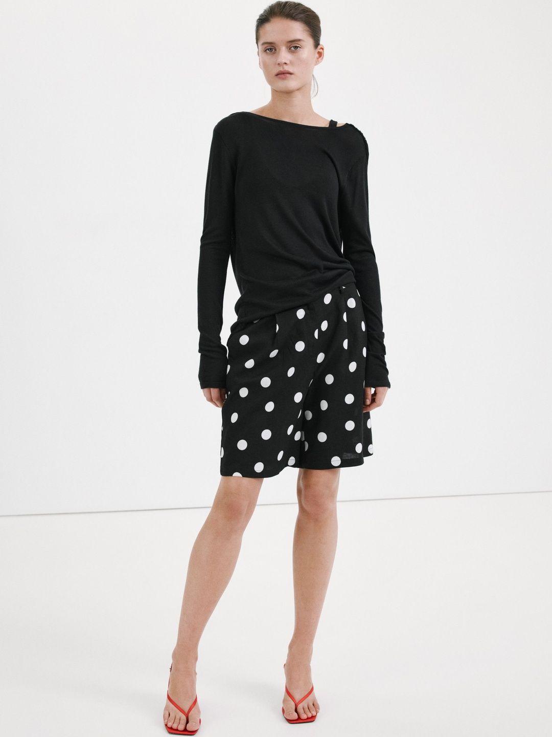 MANGO Women Polka Dots Printed Regular Shorts-picture-36