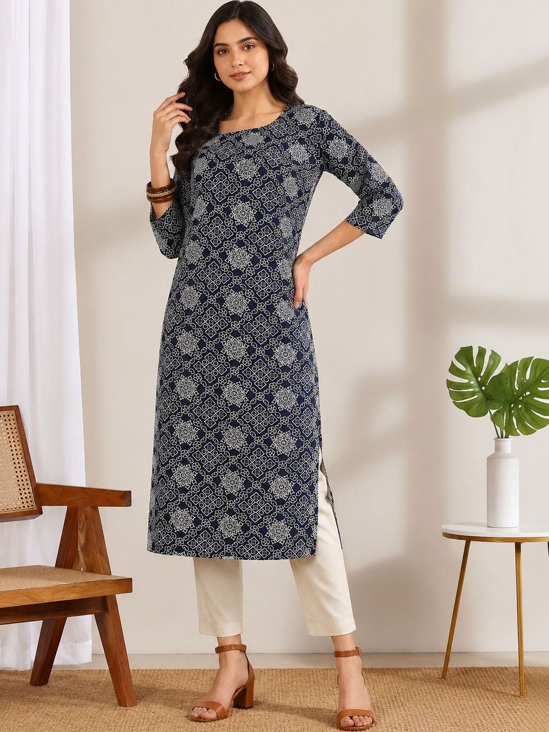 JANKHANA Women Ethnic Motifs Printed Indie Prints Crepe Kurta-picture-15
