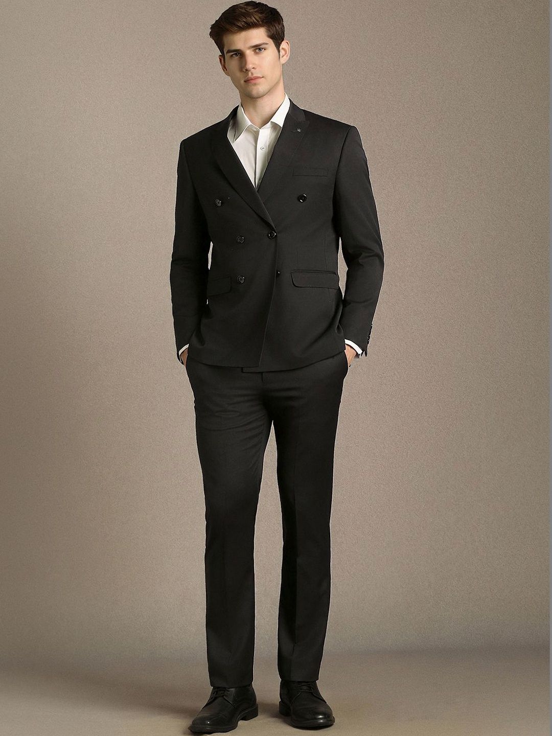 Louis Philippe Notched Lapel Slim Fit 2 Piece Blazer and Trousers Suits-picture-30