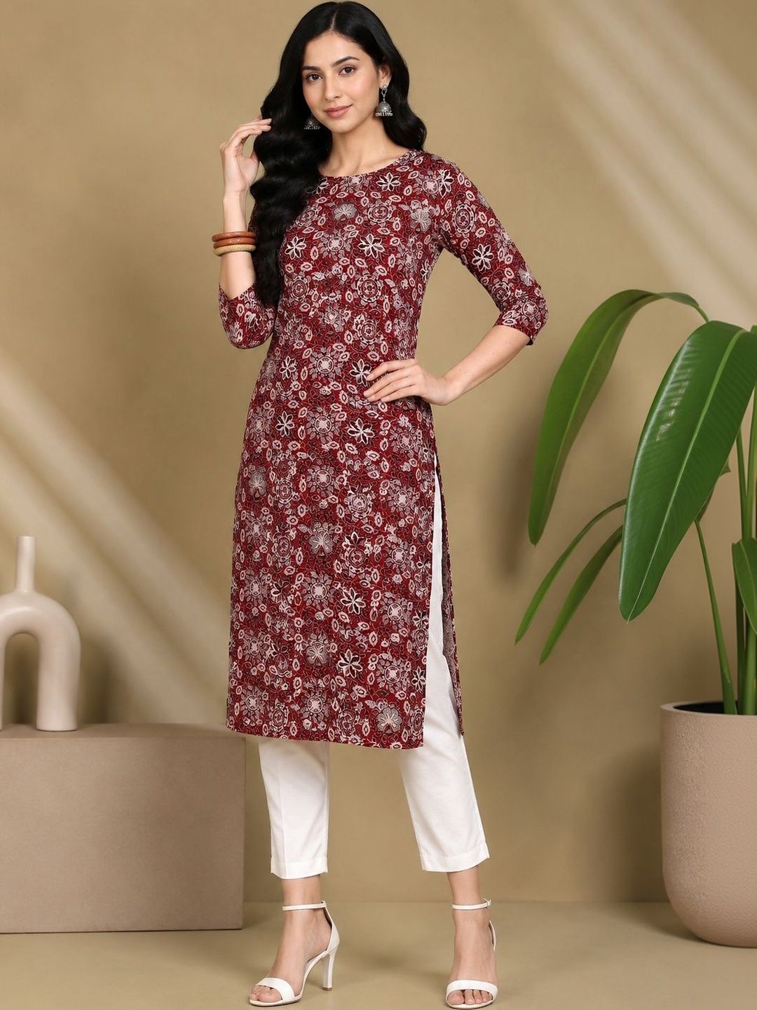 JANKHANA Women Floral Printed Floral Crepe Kurta-picture-4